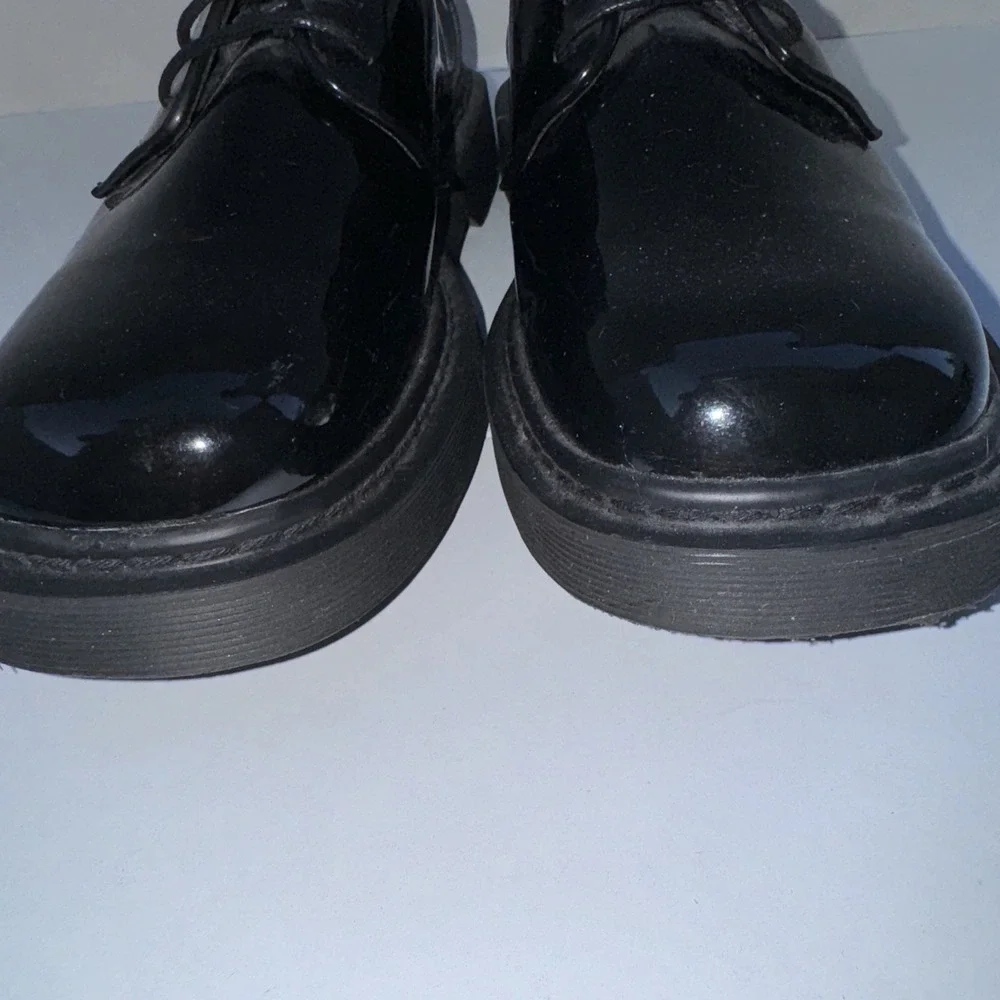 After Six Derby Shoes‎ Mens 9 Black Patent Leather Lug Sole Formal S0305